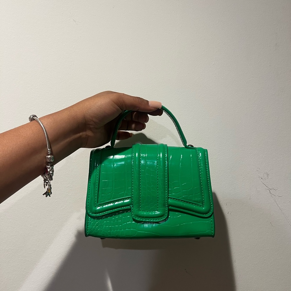 Green Crocodile-Embossed Handbag